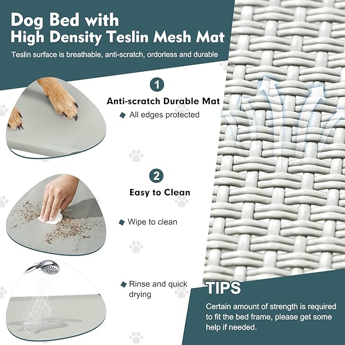 Upgraded Elevated Dog Bed with Canopy