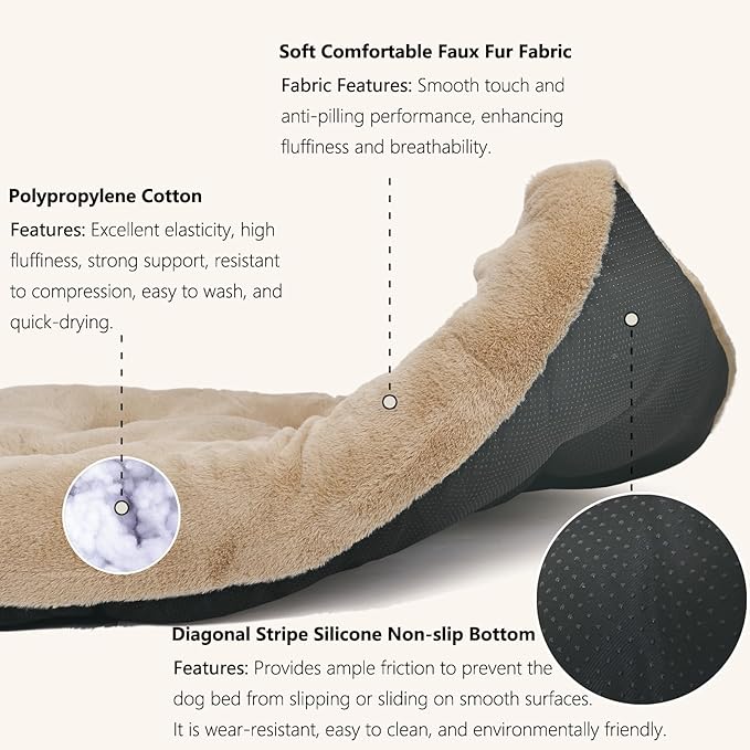 Small Dog Bed for Crate 24x18 Washable Extra Soft 24 inch Crate Bed for Puppy with Anti-Slip Bottom