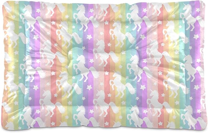 Rainbow Unicorn Pet Bed Pad Soft Dog Bed Mat with Anti-Slip Bottom 24 * 18inches