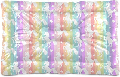 Rainbow Unicorn Pet Bed Pad Soft Dog Bed Mat with Anti-Slip Bottom 24 * 18inches