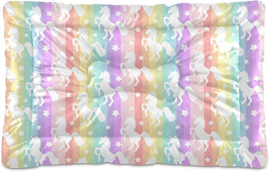 Rainbow Unicorn Pet Bed Pad Soft Dog Bed Mat with Anti-Slip Bottom 24 * 18inches