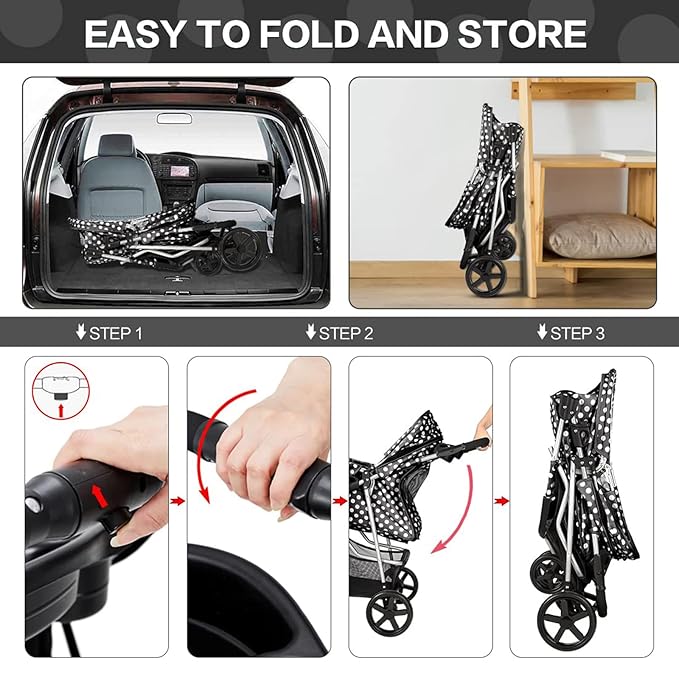 Dog Stroller for Small Dogs 3 Wheels,