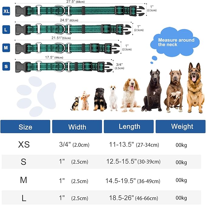 Reflective Martingale Dog Collars. Dog Collar with Quick