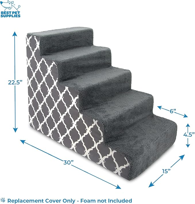 Best Pet Supplies Foam Pet Steps Cover for Small Dogs and Cats 5-Step (Cover
