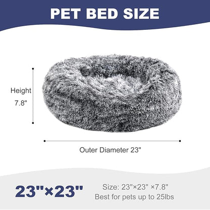 Aurako Cat Bed Dog Bed Round Cushion Pet 23" Black