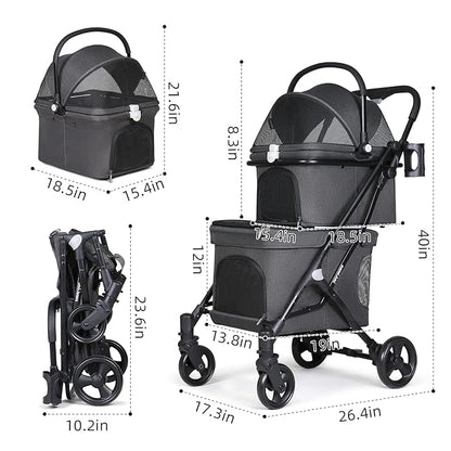 T1 Double Pet Stroller for 2 Small Dogs