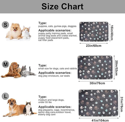 Dono 1 Pack 3 Dog Blankets, Soft Fluffy Fleece Pet Blanket Warm Sleep Mat Paw Print Design Puppy Kitten Throw Blanket Doggy Mat, Blanket for Dogs