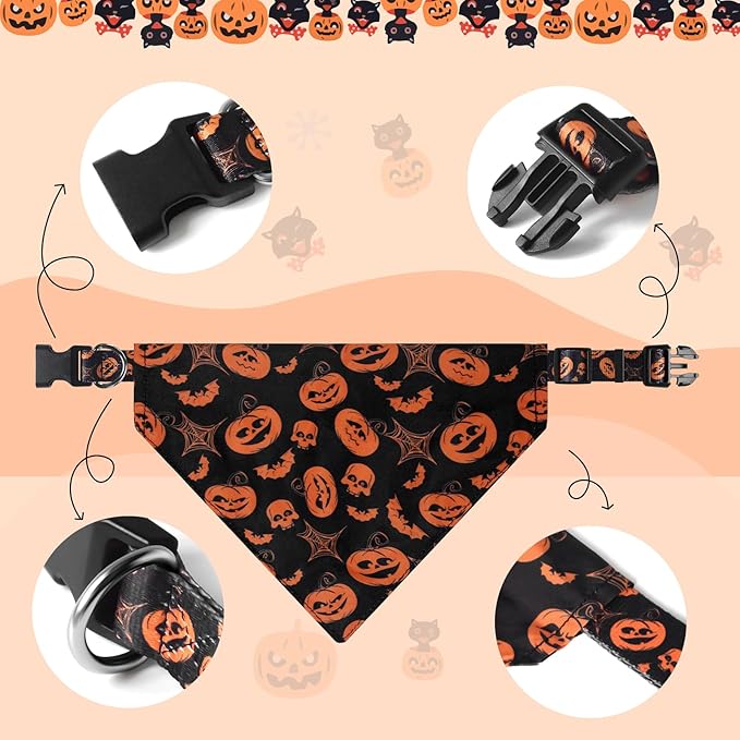 Halloween Dog Collar with Detachable Bandana
