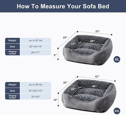 JOEJOY Rectangle Dog Bed for Large Medium Small Dogs Machine Washable Sleeping Dog Sofa Bed Non-Slip Bottom Breathable Soft Puppy Bed Durable Orthopedic Calming Pet Cuddler