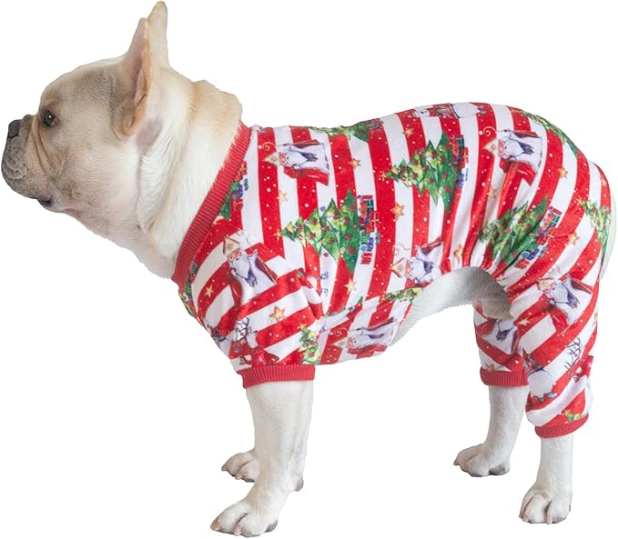 CuteBone Christmas Dog Pajamas Shirt Winter Holiday Cute Pjs Pet Clothes Bodysuit for Doggie Onesies P186L