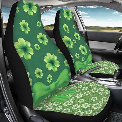 St. Patrick's Day Green Grass Bow Tie Car Seat Cover for Women Men