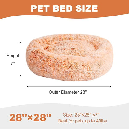 Aurako Cat Bed Dog Bed Round Cushion Pet 28" Orange