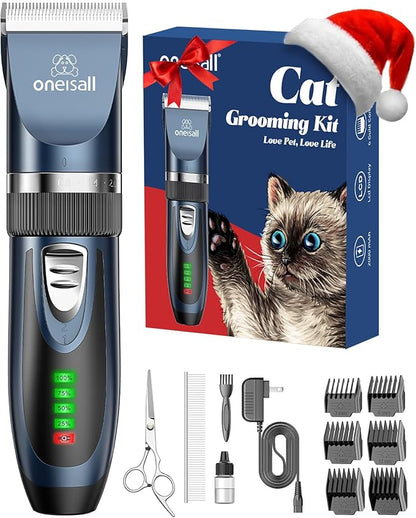 oneisall Cat Clippers for Matted Hair, Quiet Cat Shaver for Long Hair, Cordless Cat Hair Trimmer for Grooming, 2 Speed Pet Shaver Cat Grooming Kit for Cats Small Dogs Animals (Blue)