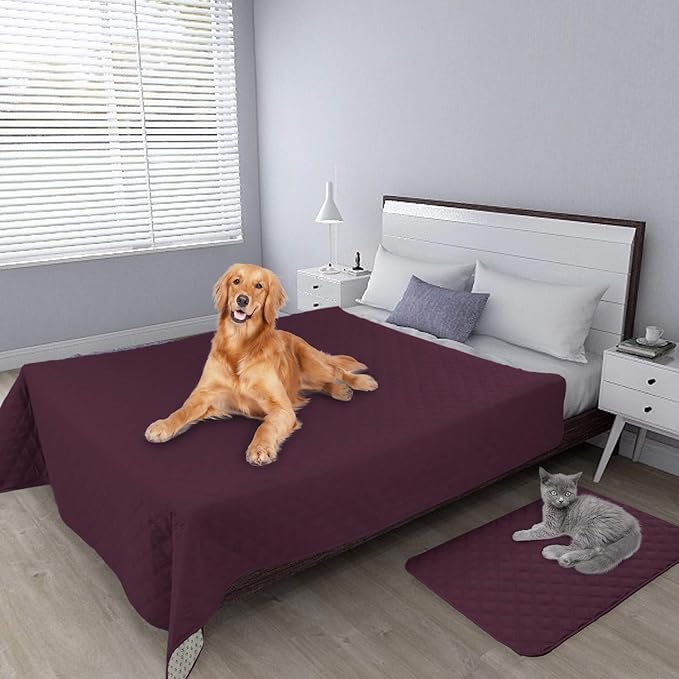 Easy-Going 100% Waterproof Dog Bed Cover, Non-Slip Pet Blanket for Furniture, Washable Couch Cover, Repleasement Sofa Cover (68X82 in,Wine)