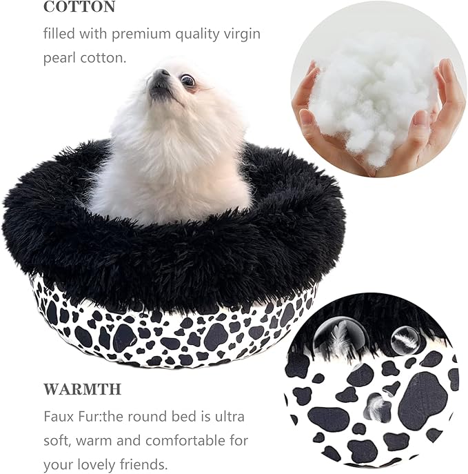 Cow Print Dog Bed for Small Size Dogs Washable