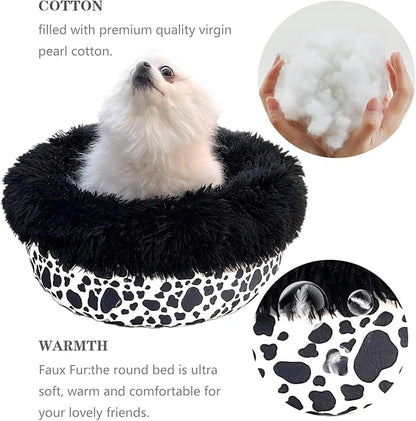 Cow Print Dog Bed for Small Size Dogs Washable