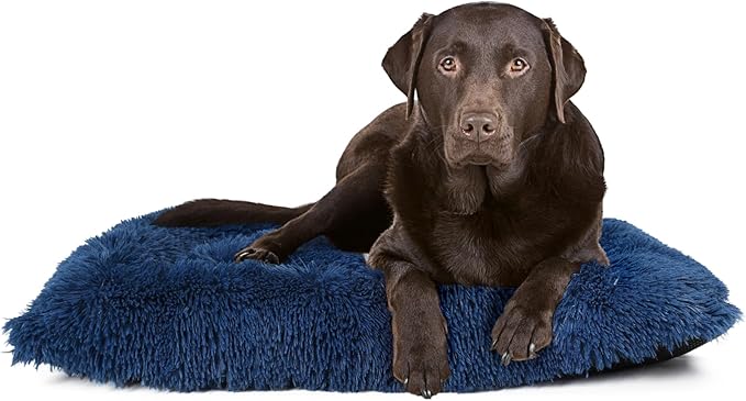 42 inch Dog Crate Bed Washable,Dog Kennel Mats for Crates with High Resilience Filling for Support and Protection,Plush Crate Pad Fits Large Breeds - 42" x 28" Navy Blue