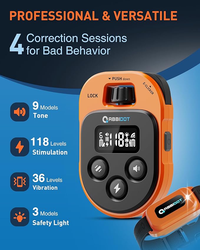 ABBIDOT Dog Shock Collar with Remote Control 4100 ft 178 Levels, 4 Correction 10-130 Lbs, 6 Dogs