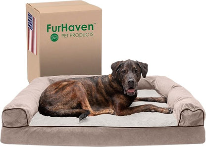 Furhaven Memory Foam Dog Bed for Large Dogs w/ Removable Bolsters & Washable Cover 125 lbs