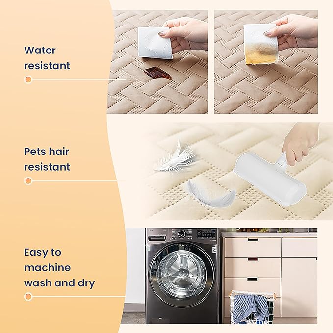 gogobunny 100% Double Sided Waterproof Dog Blanket Soft Pet Bed Cover Reversible Protect Furniture Couch Sofa Car for Puppy Cat Kids (Dark Beige/Light Beige 68x82 Inch 1))