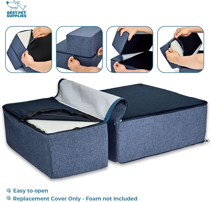 Best Pet Supplies Foldable Pet Stairs Cover for Foam Dog Ramps 2-Step