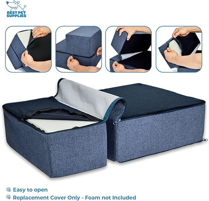 Best Pet Supplies Foldable Pet Stairs Cover for Foam Dog Ramps 2-Step