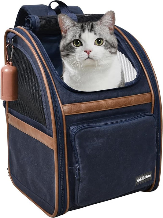 Comfortable Dog & Cat Carrier Backpack, with Safety Features and Cushion Back Support, for Travel Hiking Walking