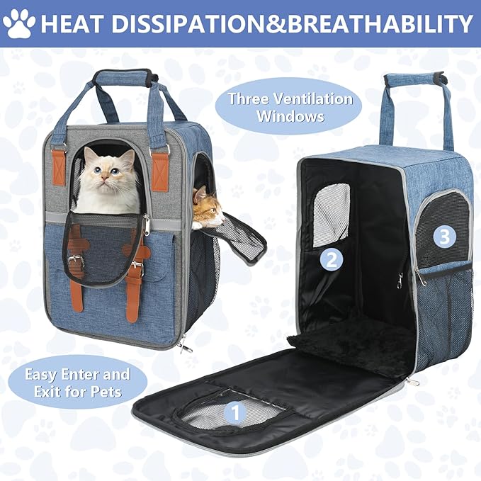 Cat Backpack, Cat Backpack Carrier, Pet Carrier for Small Dogs and Puppies up to 15 lbs, Versatile and Perfect for Travel, Walks, Outdoors and at Home!