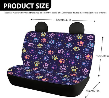 AFPANQZ Dog Paw Car Seat Cover for Rear Bench Seats Polyester Fabric Protects Against Dirt Pet Fur Dog Hair