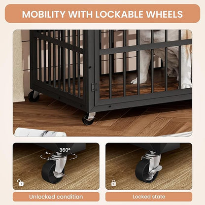 NicBex Dog Crate Furniture Dog Cage with Side Doors Opening and Lift Top