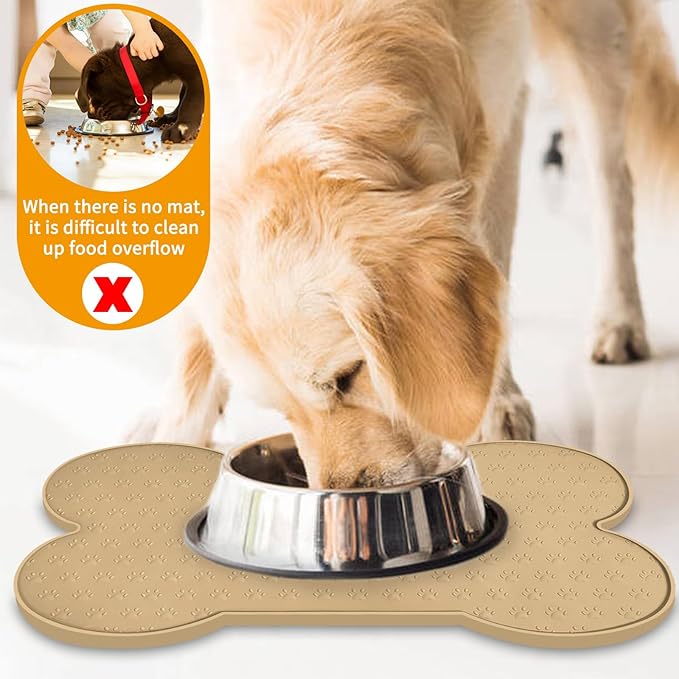 Dog Food Mat Anti-Slip Silicone Dog Bowl Mat Thicker Pet Placemat Waterproof Cat Feeder Pad with Raised Edge Puppy Kitten Feeding Mats Suitable Small Medium-Sized Dogs Cats Eating Tray