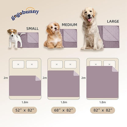 gogobunny 100% Double Sided Waterproof Dog Blanket Soft Pet Bed Cover Reversible Protect Furniture Couch Sofa Car for Puppy Large Dog Cat (Dark Sea Fog/Light Sea Fog 82x82 Inch 1))