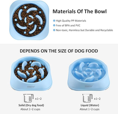 2Pcs Slow Feeder Dog Bowls Large Breed, Dog Slow Feeder Bowl, Dog Food Bowls Slow Feeder, Dog Bowl Slow Feeder, Dog Bowl That Slow Down Eating, Puzzle Dog Food Bowls, Slow Eating Dog Bowl