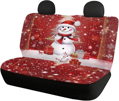 Christmas Tree Snowman Seat Covers for Cars Front 4 Pieces