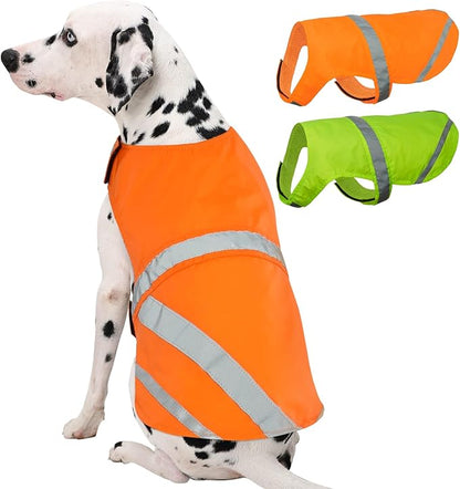 Kuoser Reflective Dog Vest, High Visibility Dog Safety Vest for Medium Large Dogs, Pet Reflective Jacket Orange Dog Vest to Keep Your Dog in Sight and Safe from Hunting, Training, Cars Accidents, M