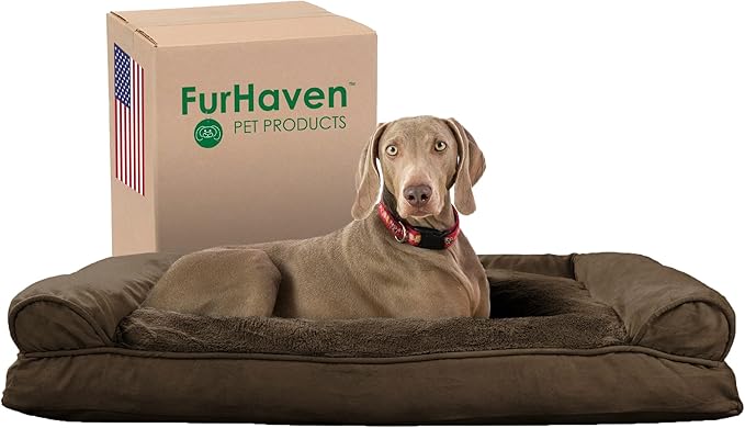 Furhaven Pillow Dog Bed for Large Dogs w/ Removable Bolsters & Washable Cover
