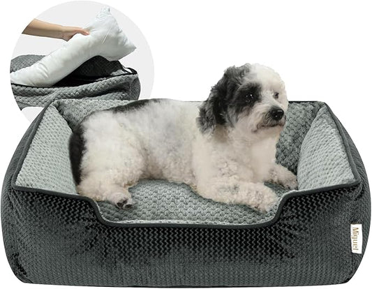 Miguel Medium Small Dog Bed with Washable Removable Cover 25 Inches