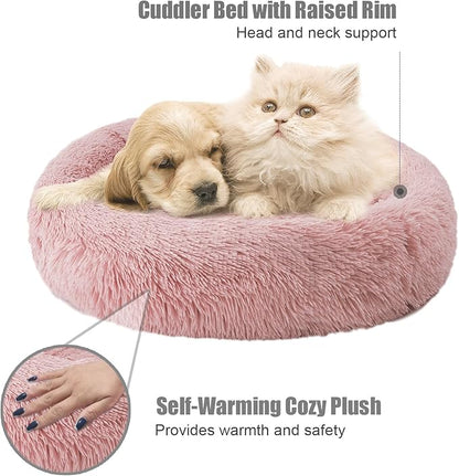 Aurako Cat Bed Dog Bed Round Cushion Pet 20" Rose