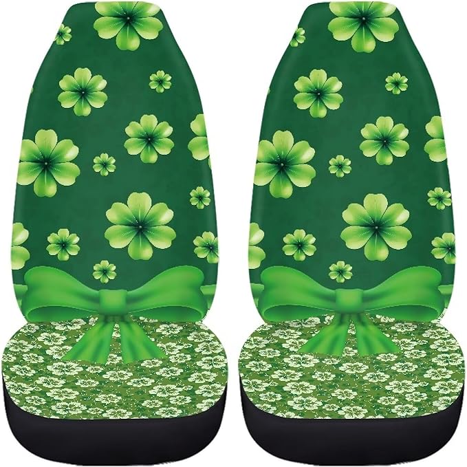 St. Patrick's Day Green Grass Bow Tie Car Seat Cover for Women Men