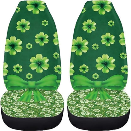 St. Patrick's Day Green Grass Bow Tie Car Seat Cover for Women Men