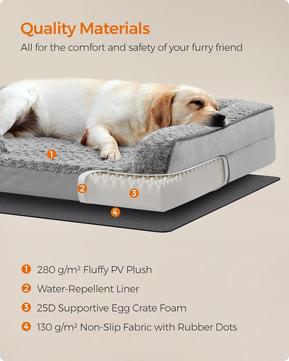 Feandrea Orthopaedic Dog Bed for Large Dogs 42 x 32 x 7 Inches, UPGW253G01