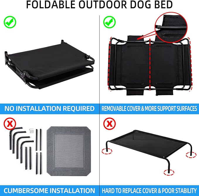 ABE Outdoor Dog Bed,Dog Cot,Dog Beds Large Sized Dog,Raised Dog Bed,Cooling Dog Bed,Elevated Dog Bed,Outside Dog Bed Off Ground,Outdoor Pet Bed (Medium)