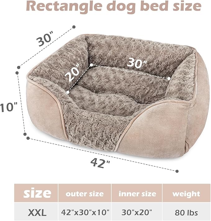 INVENHO XX-Large Dog Bed for Large Medium Small Dogs Rectangle Washable Dog Bed XXL(42"x30"x10")