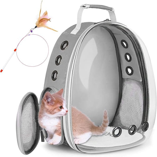 Cat Backpack Carrier, Pet Bubble Backpacks Airline Approved, Clear Space Capsule Pet Travel Carrying Bag Bookbag for Small Medium Cat Dog Puppy Kitten Bunny Bird with Hiking Walking Outdoor Use