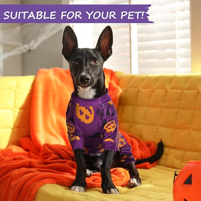 3 Pieces Halloween Dog Jumpsuit Pet Pajamas Clothes Skull Dog Puppy Rompers Bodysuit Halloween Theme Puppy Clothes Shirt Dog Apparel Jumpsuit for Pet Puppy Dog Cat (L)