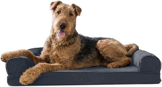 Furhaven Memory Foam Dog Bed for Large/Medium Dogs w/ Removable Bolsters & Washable Cover 55 lbs