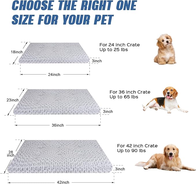 Plush Dog Crate Beds 42" x 28" x 3")