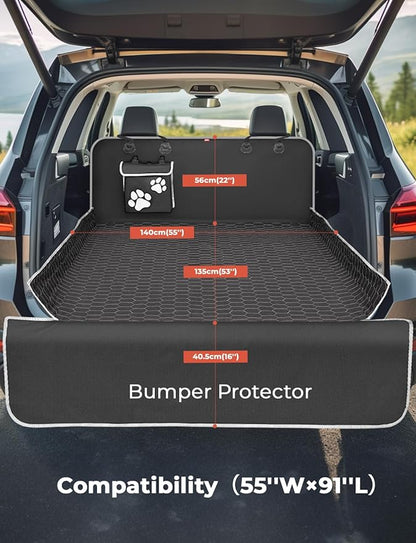 Oasser SUV Cargo Liner for Dogs Large Cargo Liner for SUV Waterproof Trunk Cover for Dogs with Detachable Pocket (Black (55 x 91inch)