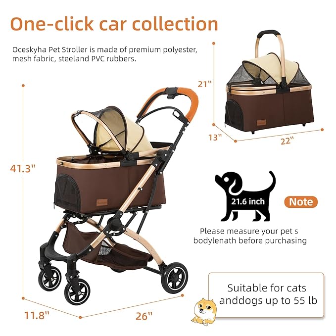 4 in 1 Folding Dog Stroller 4 Wheels