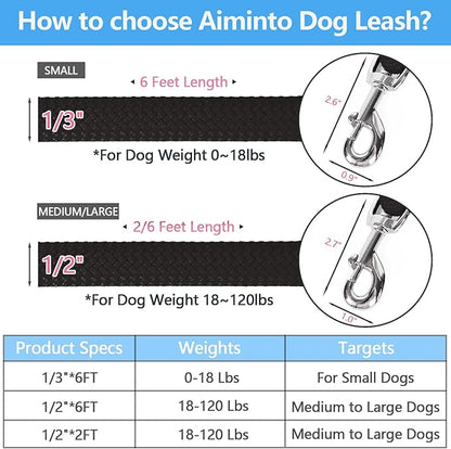 Dog Leash ((1/2") - 2FT, Black)